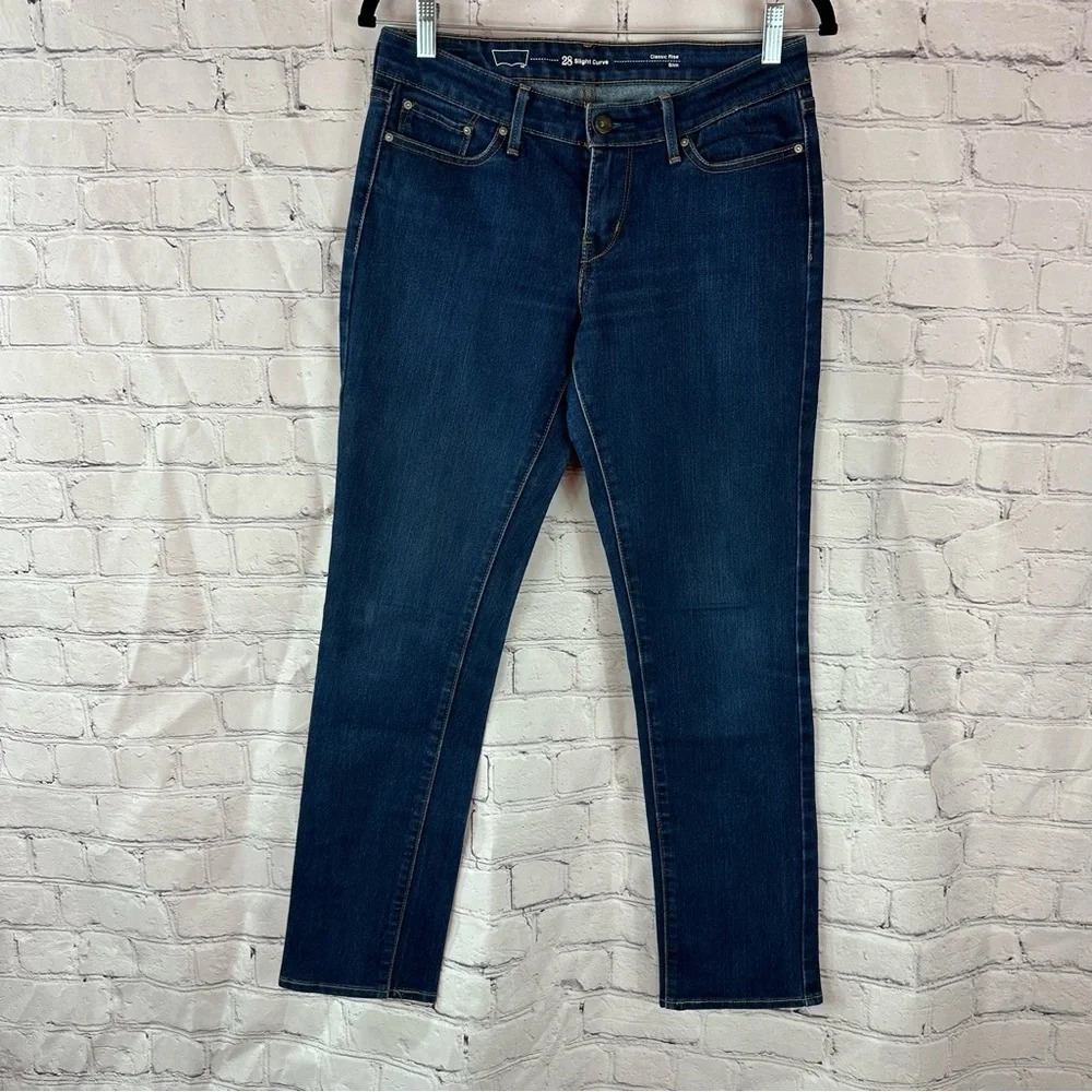levi's jeans classic rise slim slight curve sz 28 dark wash